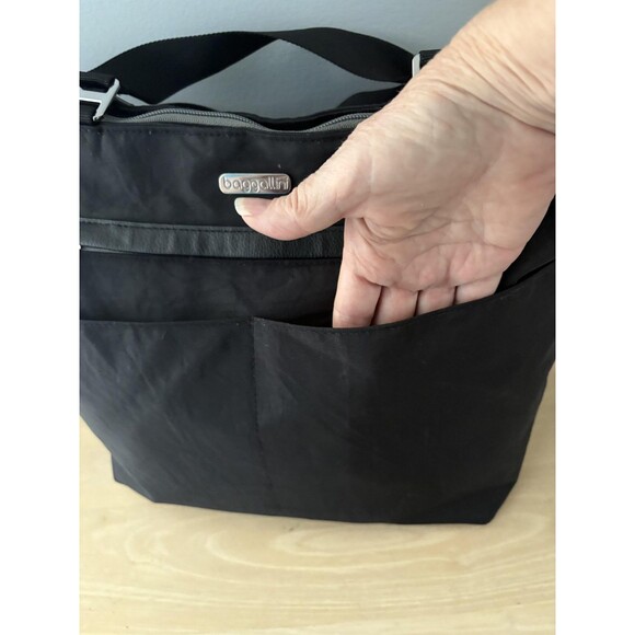 Baggallini Tote Bag Womens Black Nylon Zipper Shoulder Work Travel Shopper Large - Picture 6 of 14